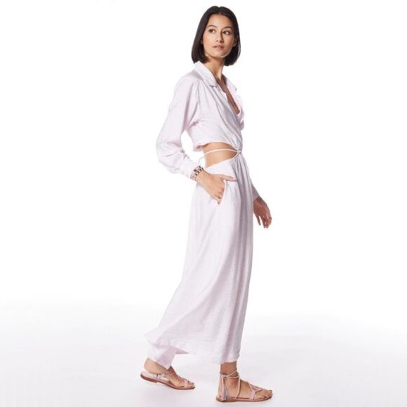 NWT Young Fabulous & Broke lilac collared cutout wrap front tie sun dress, M - Picture 11 of 16